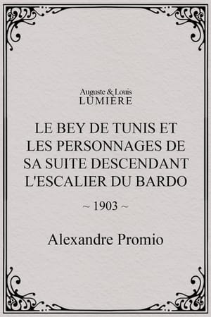 Le Bey de Tunis et les personnages de sa suite descendant l'escalier du Bardo